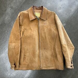 Vintage Boston Harbour Size Large Brown Leather Oversized Zip Up Jacket